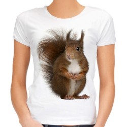 koszulka z wiewiórką damska z nadrukiem motywem wiewiórka