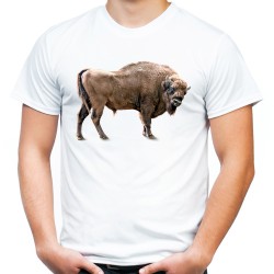 koszulka z żubrem męska z bizonem z nadrukiem żubra bizona na prezent