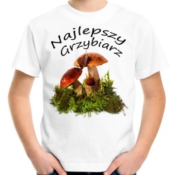 koszulka najlepszy grzybiarz na prezent dla małego grzybiarza z grzybami