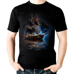 koszulka ze statkiem z żaglowcem dla małego żeglarza miłośnika przygód morze dziecięca kapitana na prezent t-shirt