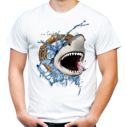 koszulka z rekinem 3d shark męska dla żeglarza kapitana marynarza na prezent