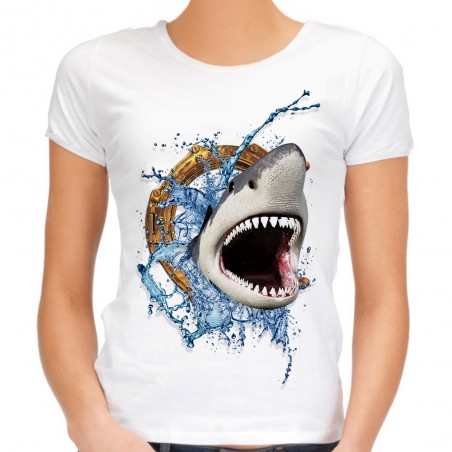 koszulka 3d z rekiem na prezent dla żeglarza marynarza kapitana statku t-shirt damski