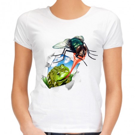 koszulka z muchą i żabą 3d damska
