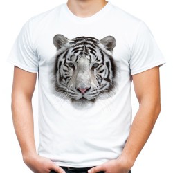 Koszulka z głową tygrysa białego dzikiego kotza z nadrukiem motywem tygrysa dla miłośnika egzotycznych zwierząt