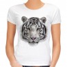 koszulka z głową tygrysa białego damska z nadrukiem motywem tygrysa dzikiego kota dla miłośniczki zwierząt egzotycznych