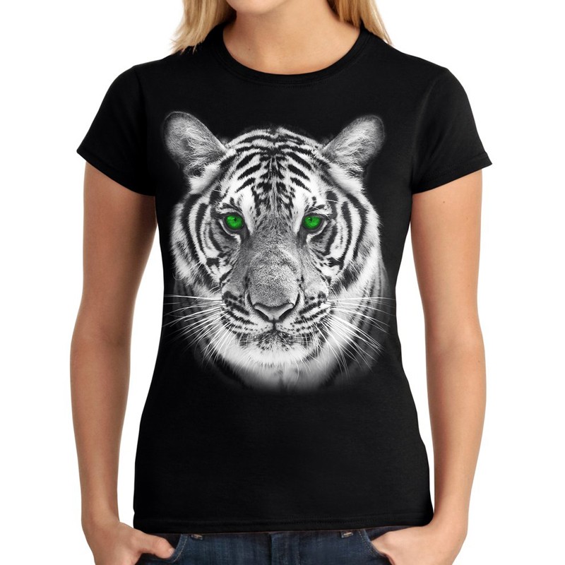 koszulka z tygrysem białym damska z głową tygrysa dzikiego kota