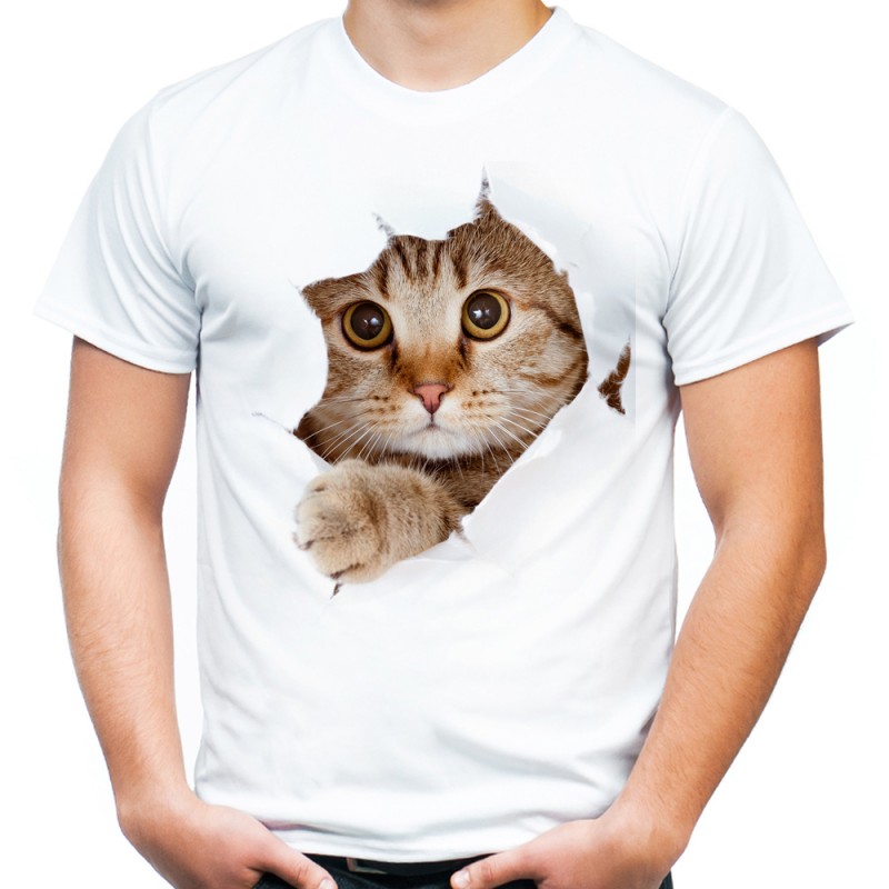 koszulka męska z kotem rozrywającym t-shirt