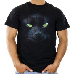 koszulka męska z czarnym kotem dla kociarza