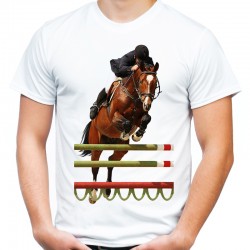 Koszulka męska z koniem nadrukiem motywem konia t-shirt jeździecki z nadrukiem motywem konia na prezent dla miłośnika koni
