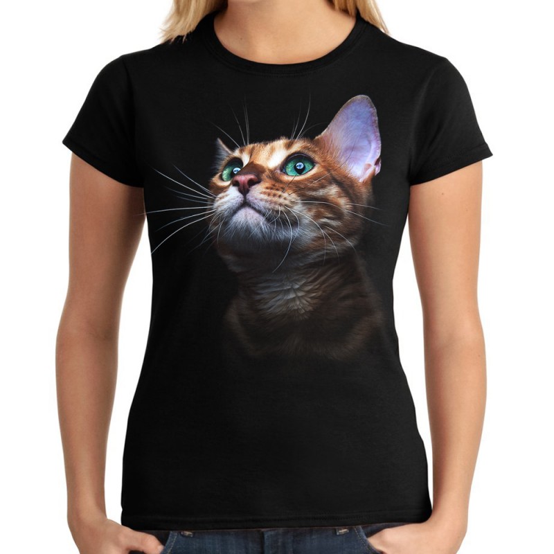 koszulka damska z rudym kotem domowym dachowcem zielone kocie oczy