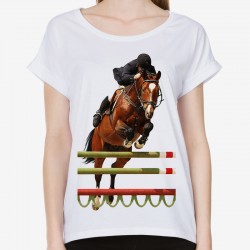 lużna bluzka damska koszulka z koniem rumakiem z nadrukiem motywem konia odzież jeździecka dla koniary