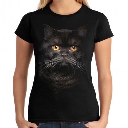 koszulka damska z czarnym kotem dla kociarza pers