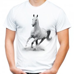 koszulka męska z koniem t-shirt z nadrukiem motywem konia jeździecka