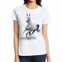 koszulka z koniem damska t-shirt z nadrukiem motywem białego konia odzież jeździecka