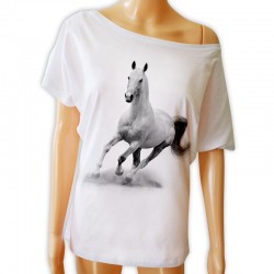 Tunika z białym koniem rumakiem bluzka t-shirt koszulka jeździecka