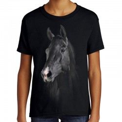 Koszulka dziecięca z czarnym koniem koszulka dla dziecka z koniem czarnym motyw nadruk konia