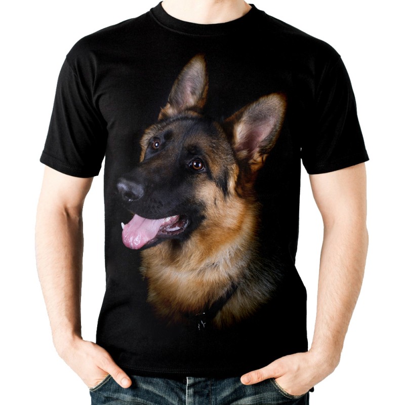 koszulka dziecięca z psem owczarkiem niemieckim wilczurem z głową psa na prezent dla właściciela czworonoga