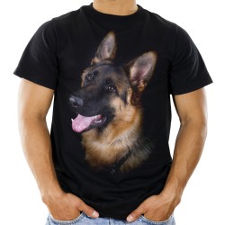 koszulka z psem owczarkiem niemieckim wilczurem z głową psa nadrukiem motywem na prezent dla miłośnika psów czworonogów rasy