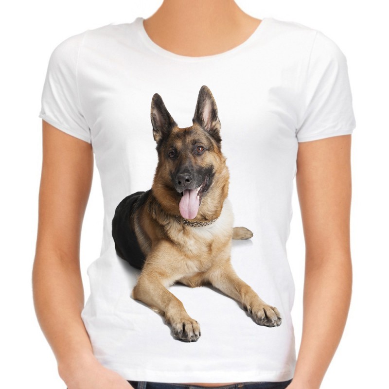 koszulka z psem owczarkiem niemieckim wilczurem damska z nadrukiem motywem psa owczarka niemieckiego wilczura