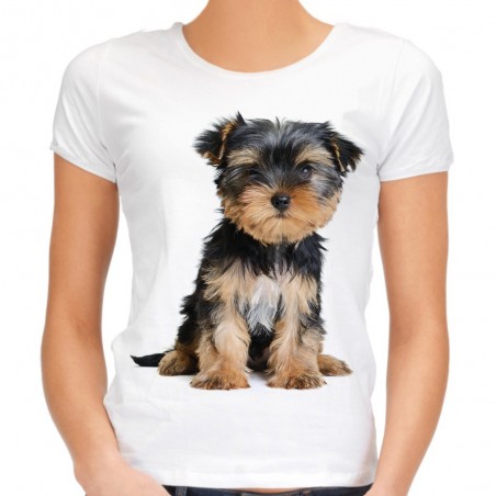 Koszulka damska z Yorkiem psem Yorkshire terrier z nadrukiem motywem grafiką york prezent dla miłośnika psów rasy