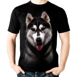 Koszulka z psem Husky Syberyjski dziecięca z nadrukiem motywem grafiką psa