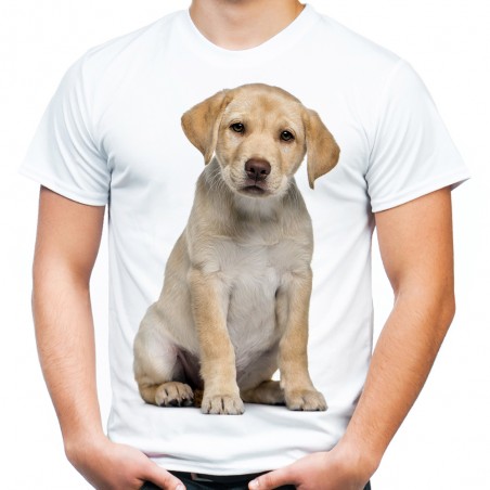 Koszulka z psem labradorem szczeniakiem męska z nadrukiem motywem grafika psa rasy labrador na prezent