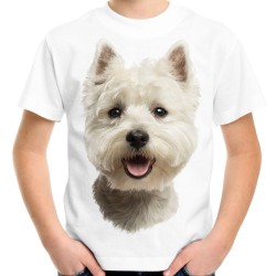 Koszulka z psem West highland white terrier dziecięca z nadrukiem motywem grafika psa rasy dla miłośnika na prezent