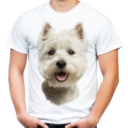 Koszulka z psem West highland white terrier męska z nadrukiem motywem grafika psa