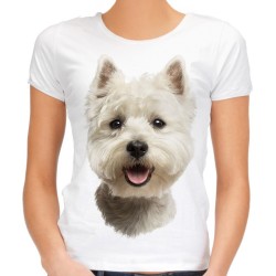 Koszulka z psem West highland white terrier damska z nadrukiem motywem grafika psa dla miłośnika rasy