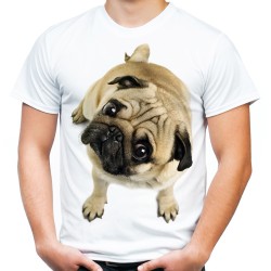 Koszulka z mopsem psem męska na prezent dla miłośnika rasy mops z nadrukiem motywem psa mopsa