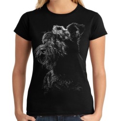 Koszulka z psem sznaucerem olbrzymem damska brodacz monachijski pies t-shirt z motywem nadrukiem grafiką sznaucera