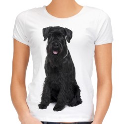 Koszulka pies sznaucer olbrzym brodacz monachijski damska z grafika nadrukiem motywem psa sznaucera
