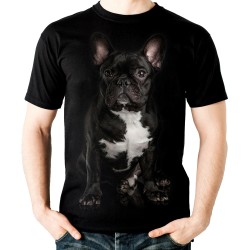Koszulka z buldogiem francuskim czarnym psem dziecięca z nadrukiem motywem grafiką buldoga francuskiego psa t-shirt