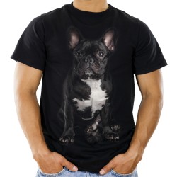 Koszulka z buldogiem francuskim psem męska t-shirt z nadrukiem motywem grafika psa buldoga francuskiego