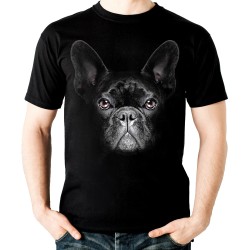 Koszulka z psem buldogiem francuskim dziecięca z głową psa buldoga francuskiego z nadrukiem motywem grafika t-shirt