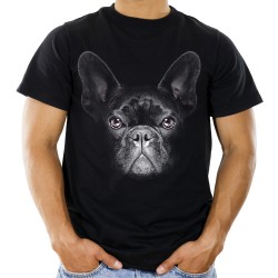 Koszulka z psem buldogiem francuskim męska z głową psa buldoga francuskiego t-shirt