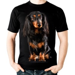 koszulka z psem jamnikiem długowłosym dziecięca z nadrukiem motywem psa jamnika długowłosego t-shirt