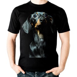 Koszulka z jamnikiem krótkowłosym psem dziecięca z nadrukiem motywem grafika psa jamnika jamnik krótkowłosy t-shirt