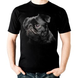 koszulka z głową psa mopsa z nadrukiem motywem grafiką pies mops na koszulce t-shirt