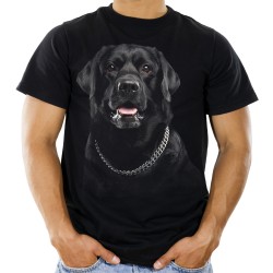 Koszulka z psem Labradorem Retriever czarnym męska z nadrukiem motywem grafiką pies rasy labrador t-shirt