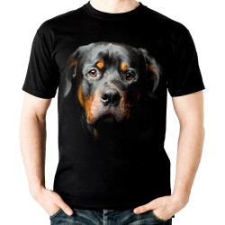 Koszulka z psem rottweilerem dziecięca z nadrukiem motywem psa rasy rottweiler t-shirt głową psa