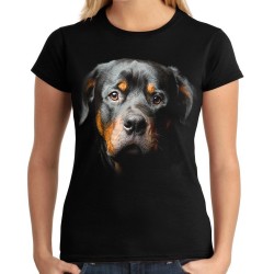 Koszulka z psem Rottweilerem damska z głową psa rasy rottweiler t-shirt z nadrukiem grafiką motywem pies