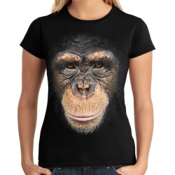 Koszulka z szympansem głową małpy damska z grafika nadrukiem motywem szympans homo sapiens małpa szympansa t-shirt małpa