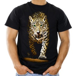 Koszulka z Jaguarem dzikim kotem czarnym męska jaguar dziki kot z nadrukiem motywem grafika dzikiego kota t-shirt