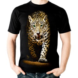 Koszulka z Jaguarem dzikim kotem Jaguar dziecięca z nadrukiem motywem kota dzikiego jaguara kot jaguar t-shirt