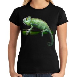 Koszulka damska z kameleonem z nadrukiem grafiką motywem gad kameleon