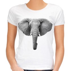 Koszulka z głową słonia słoń damska z nadrukiem grafiką motywem słoniem t-shirt