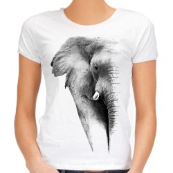 Koszulka damska ze słoniem z nadrukiem motywem grafiką słonia słoń t-shirt