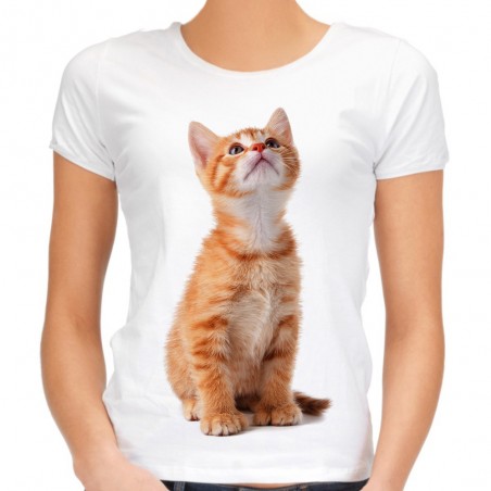 Koszulka z rudym kotem z nadrukiem grafiką motywem rudego kota dla kociary na prezent kotek kot t-shirt
