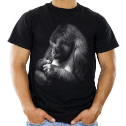 Koszulka z szympansem małpą mama dla mamy z nadrukiem motywem grafiką małpy szympansa homo sapiens t-shirt